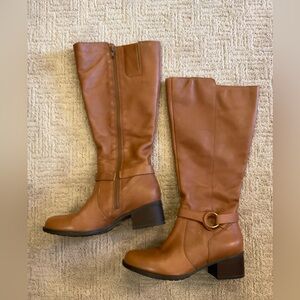 🤎👢 Naturalizer Davis Leather Knee-High Boots Tan Brown Women 6M Wide Calf EUC